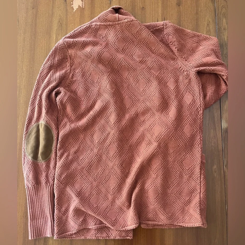 🧡 Burnt Orange Cardigan – Market & Spruce Size S | Diamond Knit | Elbow Patch - Picture 4 of 4
